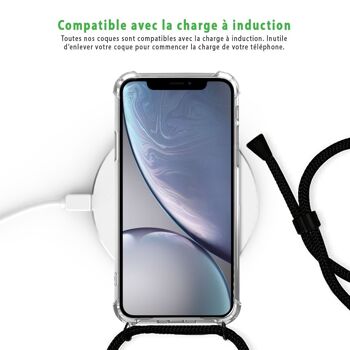 Coque iPhone XR anti-choc silicone avec cordon noir - Ananas Fleuri 5