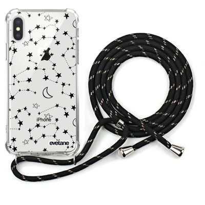 Shockproof silicone iPhone X / XS case with black cord-Stars