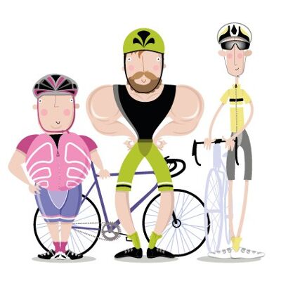 TU01 Cyclists Greeting card for men
