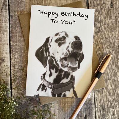 Carte d'anniversaire avec Dalmatien sur le devant - Carte d'anniversaire chien