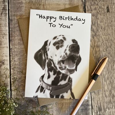 Tarjeta de cumpleaños con Dálmata en el frente - Tarjeta de cumpleaños de perro