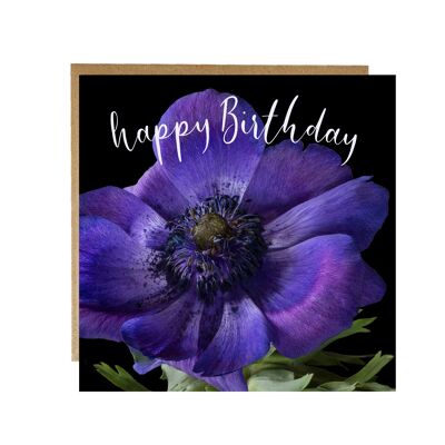 Carta di buon compleanno anemone viola