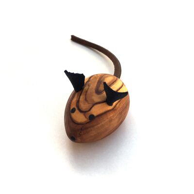 Mouse play mouse for cats Kater Cat toy made of olive wood and leather
