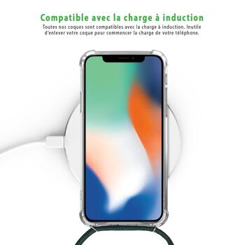 Coque iPhone X/XS anti-choc silicone avec cordon vert -Tournesols 5