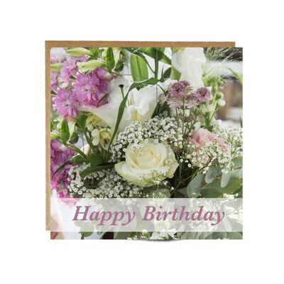 Carte florale de joyeux anniversaire - carte d'anniversaire