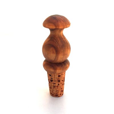 Bottle cap mushroom stopper cork made of olive wood