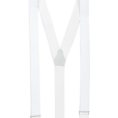 shenky suspenders | 3 clips | 3.5cm width | adjustable | Basic | Y shape | elastic | for Oktoberfest Fassnacht Carnival Wedding Work Ski Pants | Ladies & Gentlemen | Ski braces white