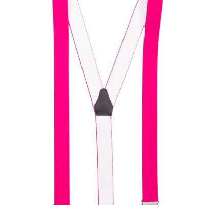 shenky suspenders | 3 clips | 3.5cm width | adjustable | Basic | Y shape | elastic | for Oktoberfest Fassnacht Carnival Wedding Work Ski Pants | Ladies & Gentlemen | Ski braces neon pink
