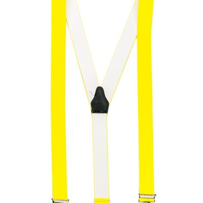 shenky suspenders | 3 clips | 3.5cm width | adjustable | Basic | Y shape | elastic | for Oktoberfest Fassnacht Carnival Wedding Work Ski Pants | Ladies & Gentlemen | Ski braces neon yellow