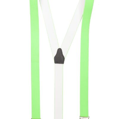 shenky suspenders | 3 clips | 3.5cm width | adjustable | Basic | Y shape | elastic | for Oktoberfest Fassnacht Carnival Wedding Work Ski Pants | Ladies & Gentlemen | Ski braces neon green