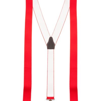 shenky suspenders | 3 clips | 3.5cm width | adjustable | Basic | Y shape | elastic | for Oktoberfest Fassnacht Carnival Wedding Work Ski Pants | Ladies & Gentlemen | Ski braces red