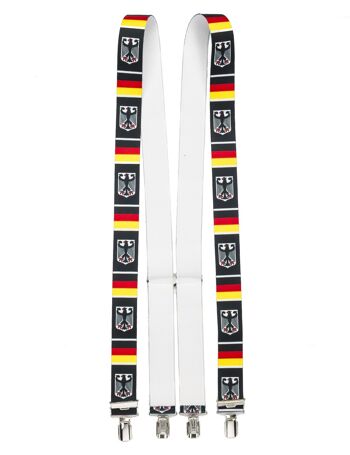 bretelles shenky | 3 extraits | 3,5 cm de largeur | réglable | Basique | Forme en Y | élastique | pour Oktoberfest Fassnacht Carnival Wedding Work Ski Pants | Mesdames et Messieurs | Bretelles de ski BRD Adler