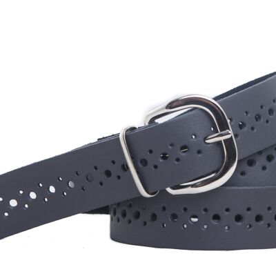shenky leather belt perforated in different colors and waist sizes | 3cm width | Belt with belt buckle | Men's Belt | genuine leather | Ladies | genuine leather | Women's Belt | genuine leather belt | belt Navy