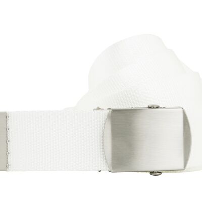 ceinture en tissu shenky | 4cm de largeur | 112cm à 160cm | ceinture en tissu avec boucle | Ceinture homme | Toile | Mesdames | Boucle | Ceinture femme | ceinture | combinable | Ceinture textile blanche