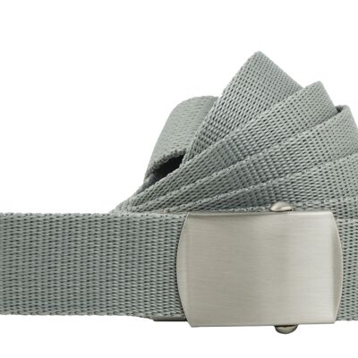 shenky fabric belt | 4cm width | 112cm to 160cm | fabric belt with buckle | Men's Belt | Canvas | Ladies | Buckle | Women's Belt | belt | combinable | Textile belt grey