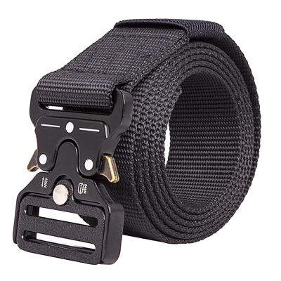 cinturón táctico shenky | 4 cm de ancho | Cinturón de nailon con hebilla | Cinturón para hombre Equipo militar de la Bundeswehr | Lienzo | nailon | cinturón militar | cinturón de trabajo negro