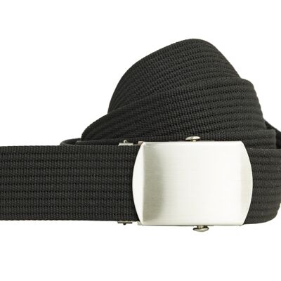 shenky Stoffgürtel | 4cm Breite | 112cm bis 160cm | Stoff Gürtel mit Gürtelschnalle | Herrengürtel | Canvas | Damen | Schnalle | Damengürtel | belt | kombinierbar | Textilgürtel Schwarz