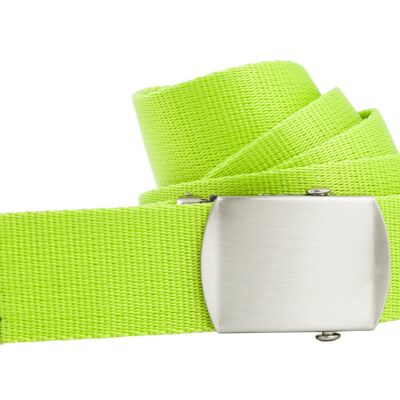 shenky fabric belt | 4cm width | 112cm to 160cm | fabric belt with buckle | Men's Belt | Canvas | Ladies | Buckle | Women's Belt | belt | combinable | Textile belt neon green