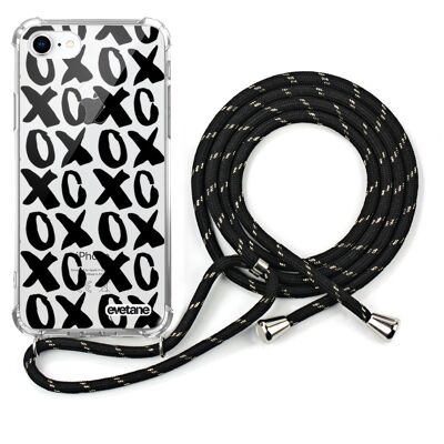 Shockproof silicone iPhone 7/8 case with black cord - XOXO