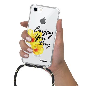 Coque iPhone 7/8 anti-choc silicone avec cordon noir-Enjoy Your Day 4