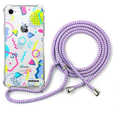 Shockproof silicone iPhone 7/8 case with purple cord - Fantasy patterns