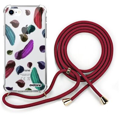 Custodia in silicone antiurto per iPhone 7/8 con cordino rosso - Macchie di vernice
