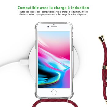 Coque iPhone 7/8 anti-choc silicone avec cordon rouge- Tâches de Peinture 5