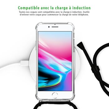 Coque iPhone 7/8 anti-choc silicone avec cordon noir - Queue Sirène 5