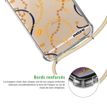 Coque iPhone 6/6S anti-choc silicone avec cordon Beige - Bijoux 3