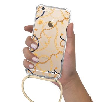 Coque iPhone 6/6S anti-choc silicone avec cordon Beige - Bijoux 4