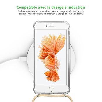Coque iPhone 6/6S anti-choc silicone avec cordon Beige - Bijoux 5