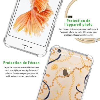 Coque iPhone 6/6S anti-choc silicone avec cordon Beige - Bijoux 6