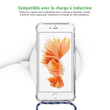Coque iPhone 6/6S anti-choc silicone avec cordon bleu - Pois 5