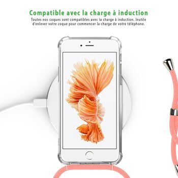 Coque iPhone 6/6S anti-choc silicone avec cordon rose- Fleurs Roses et Bleues 5