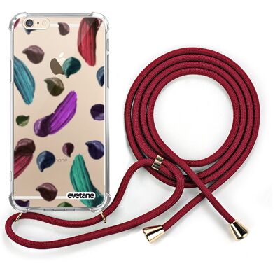 Cover iPhone 6 / 6S in silicone antiurto con cordino rosso - Macchie di vernice