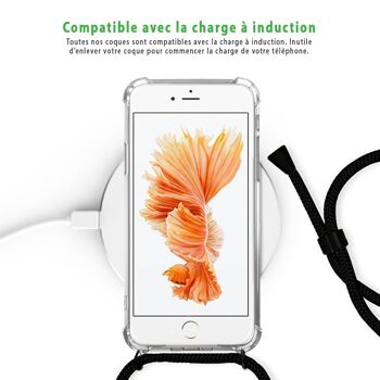 Coque iPhone 6/6S anti-choc silicone avec cordon noir- Flamant Rose Cercle 5
