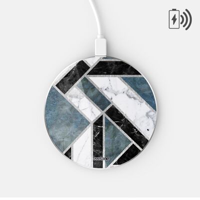 Induction charger White with silver surround - Green Marble Graphic