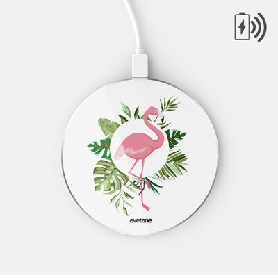White induction charger with silver surround - Flamant Rose Cercle