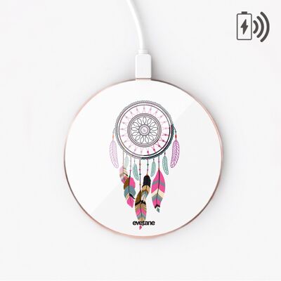 Induction charger White with gold frame - Fuchsia Pink Dream Catcher