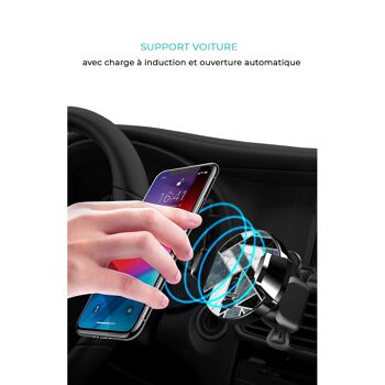 Support Téléphone Voiture avec charge et ouverture automatique Marbre Vert Graphique 2