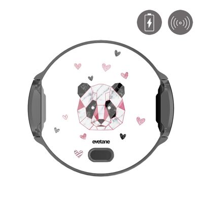 Support Téléphone Voiture avec charge et ouverture automatique -Panda Géométrique Rose