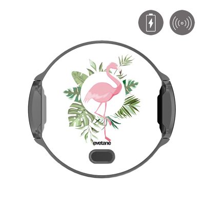 Support Téléphone Voiture avec charge et ouverture automatique- Flamant Rose Cercle