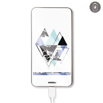 8000 mah printed tempered glass battery - Blue Triangles