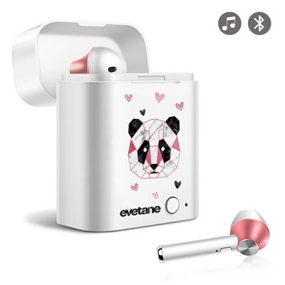 Auricolari Bluetooth senza fili in oro rosa - Panda geometrico rosa
