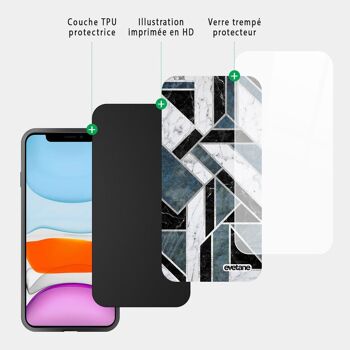 Coque Apple iPhone 11 en verre trempé Marbre Vert Graphique 2