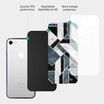 Coque iPhone 7/8 en verre trempé Marbre Vert Graphique 3