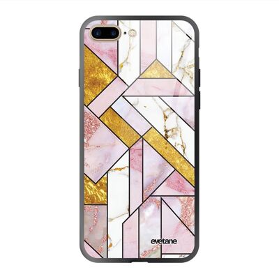 Cover iPhone 7 Plus / 8 Plus in vetro temperato Rose Gold Marble Graphic