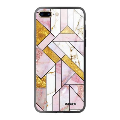 IPhone 7 Plus / 8 Plus case in tempered glass Rose Gold Graphic Marble
