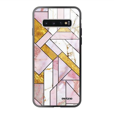 Samsung Galaxy S10 Case in Rose Gold Marble Graphic Tempered Glass