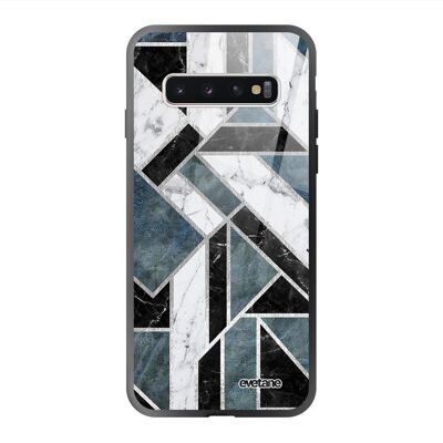 Samsung Galaxy S10 case in green graphic marble tempered glass